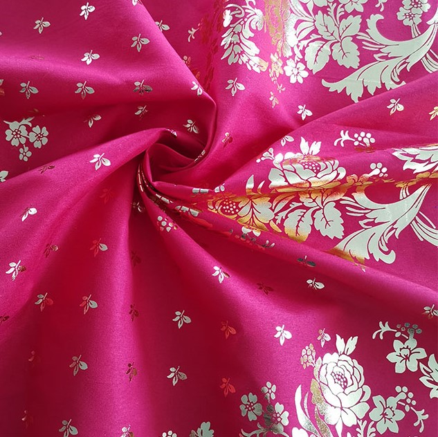 ผ้าพิมพ์ลายปั๊มทองโพลีเอสเตอร์ 100%